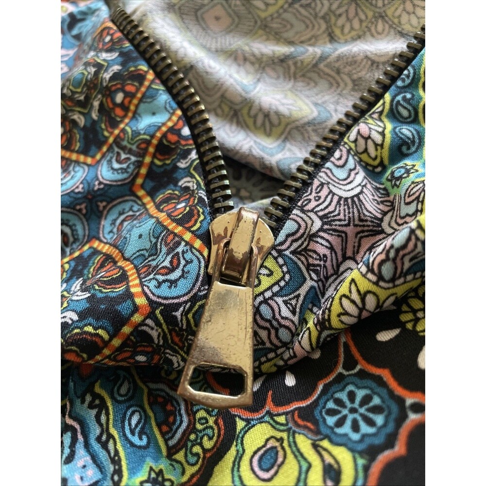 MSK Vibrant Colorful Boho Floral Patch Print Flared Sleeve Shift Dress Large - Picture 7 of 8